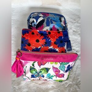 Estée Lauder Cosmetic Bag Bundle Set of 3 Floral Travel Makeup Pouches